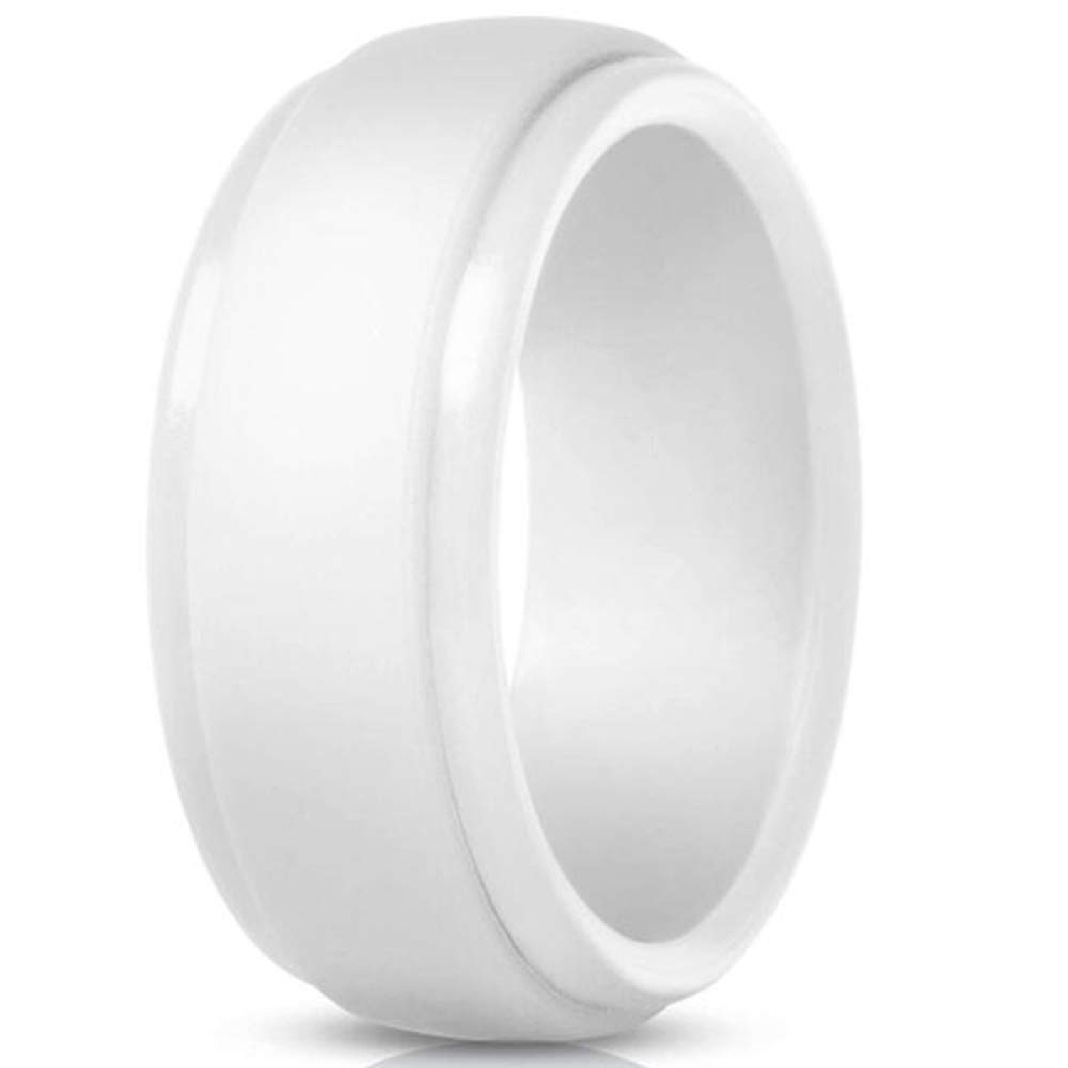 Jude Jewelers 8mm Matte Brushed Step Edge Silicone Wedding Band Ring White 8