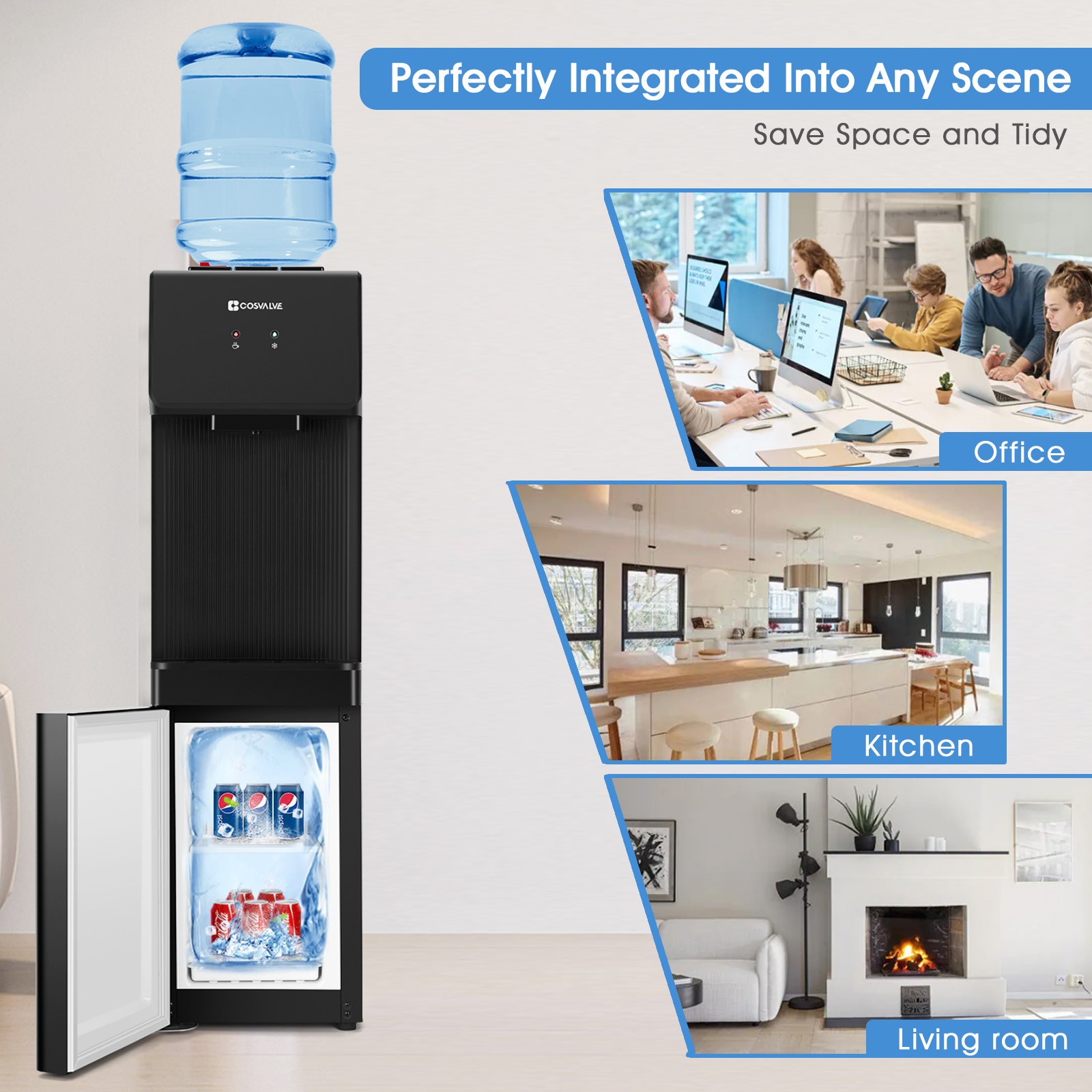 Top Loading Hot/Cold Water Cooler Dispenser Compressor Refrigeration Freezer