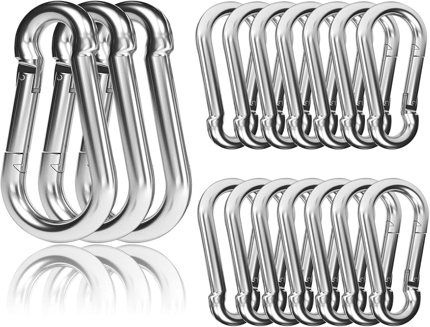 20PCS 4" Heavy Duty Spring Snap Hook, M10 3/8" Galvanized Steel Silver