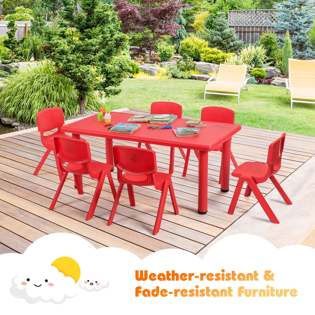 6-pack Kids Plastic Stackable Classroom Chairs Indoor/Outdoor Kindergarten Red