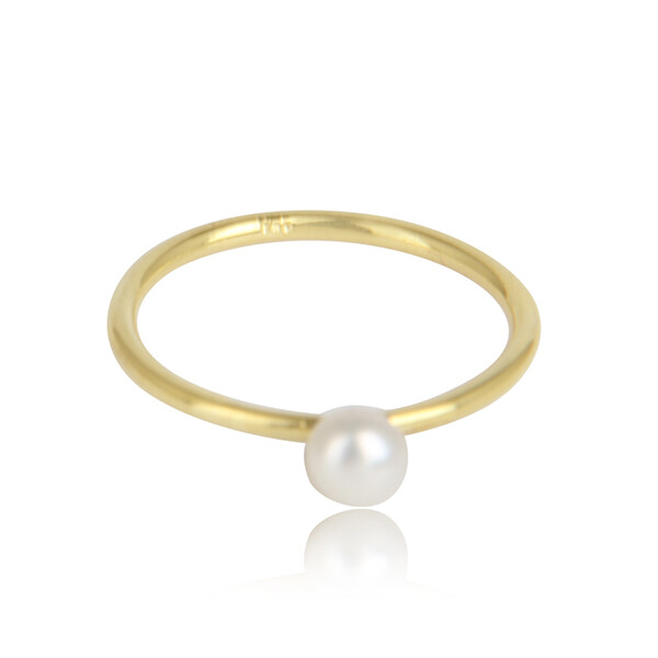 925 Silver Gold Plated Matte Finish Handmade Pearl Gemstone Ring Jewelry