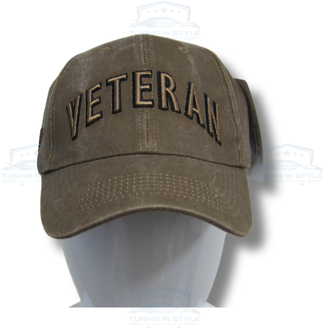 Veteran US Military Embroidered Logo Brown Baseball Cap Hat Official Licensed