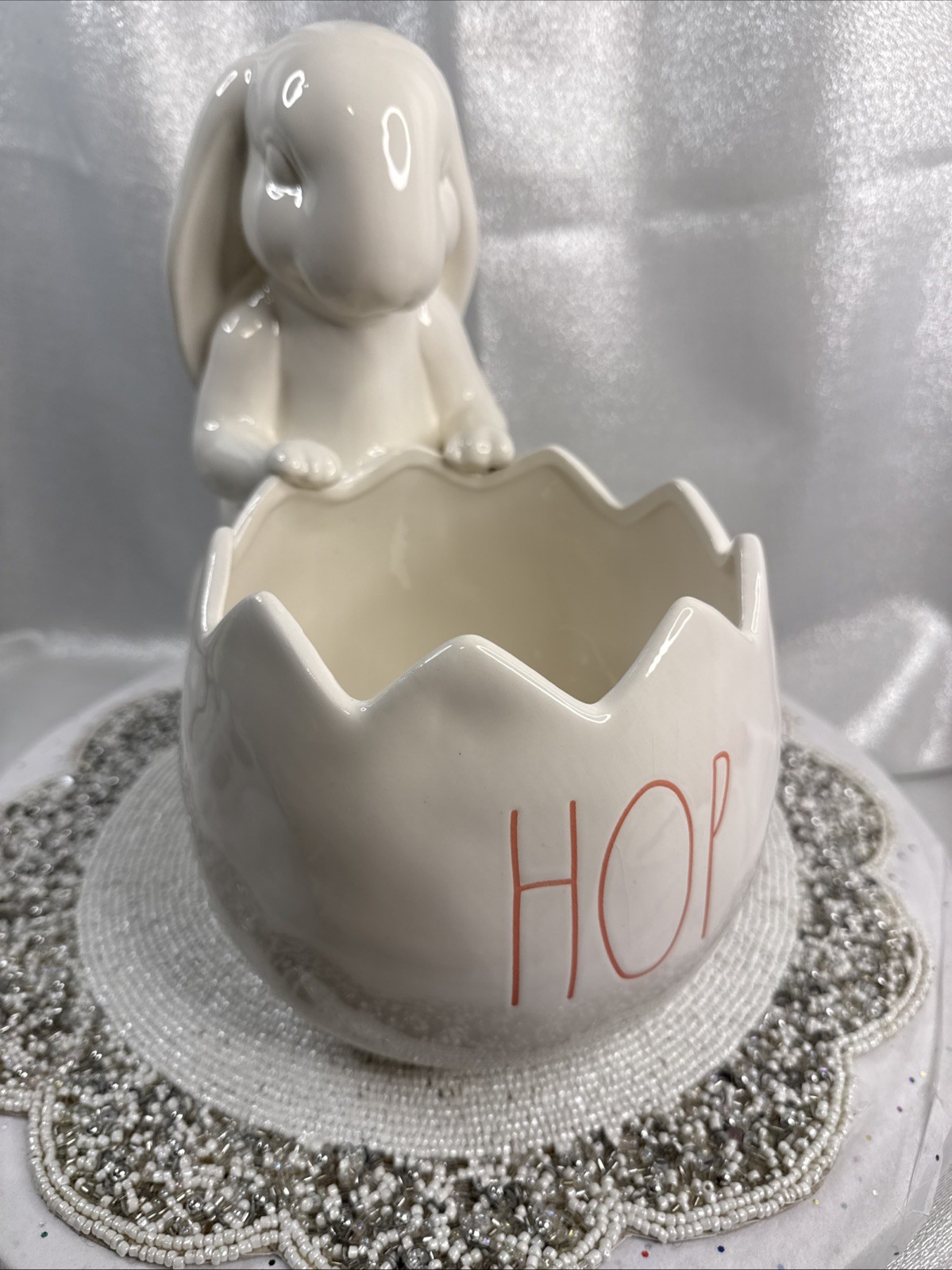 Rae Dunn Magenta White Ceramic HOP Decorative Planter
