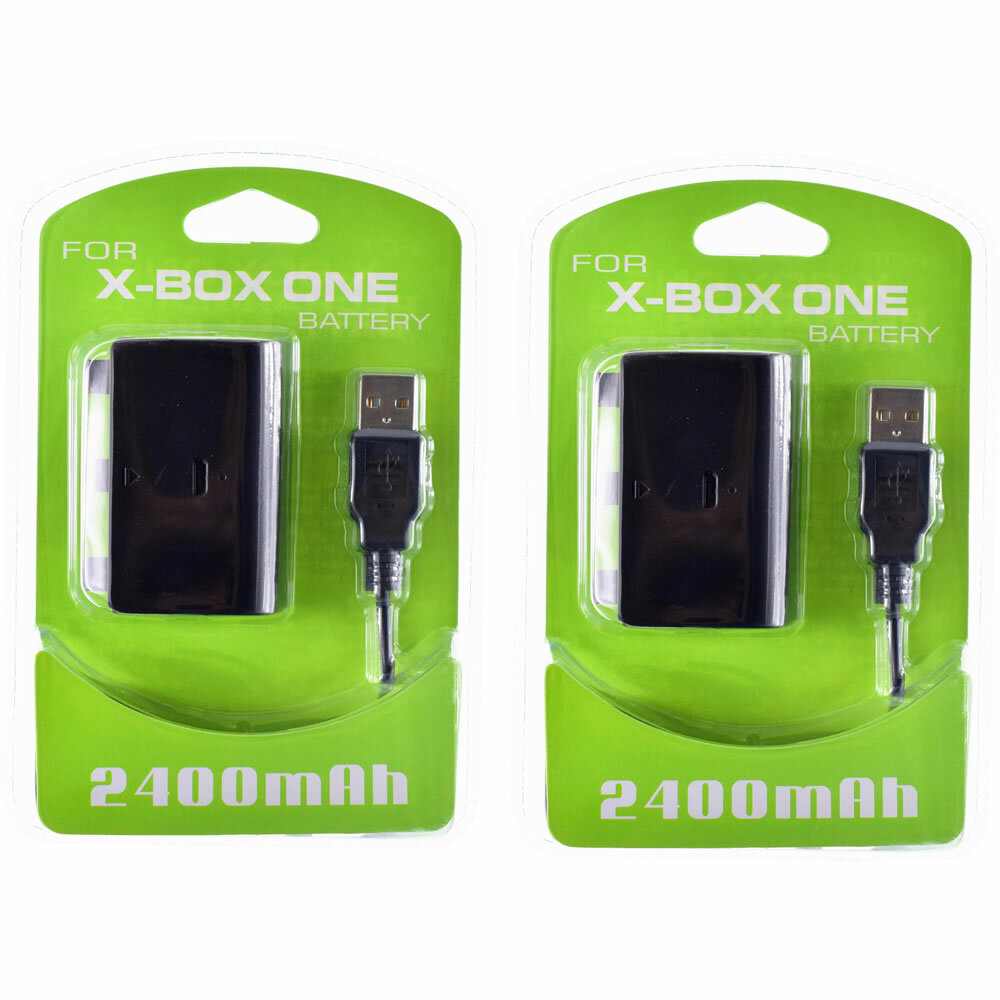 2X 2400mAh Rechargeable Battery Pack + Charging Cable For Microsoft Xbox One