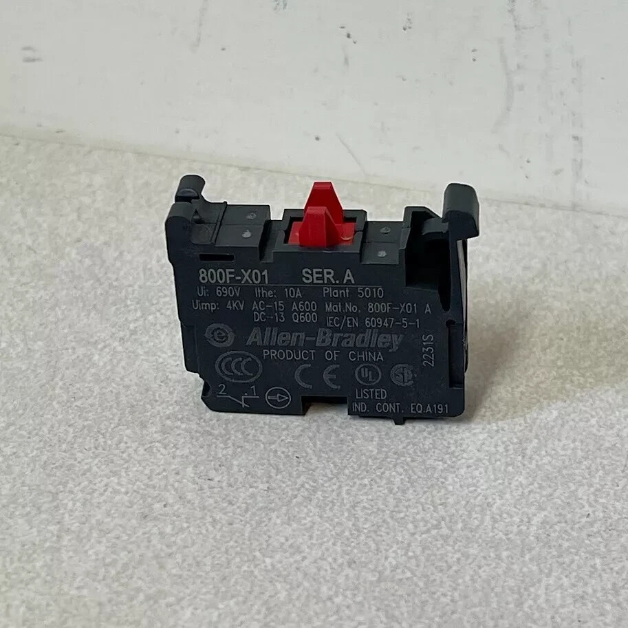 New! Allen Bradley 800F-X01 Ser A Contact 1 NC, 10 Amp 22.5mm USA Stock