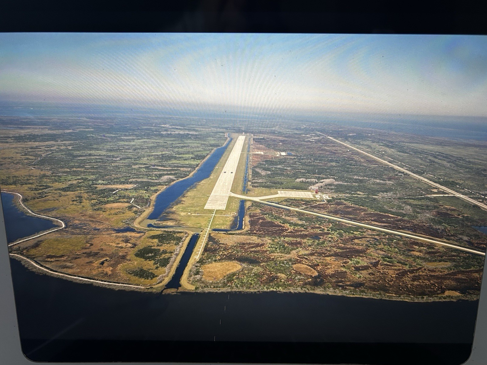 1986 NASA KSC Shuttle Aerial View Landing Facility Presentation Transparency
