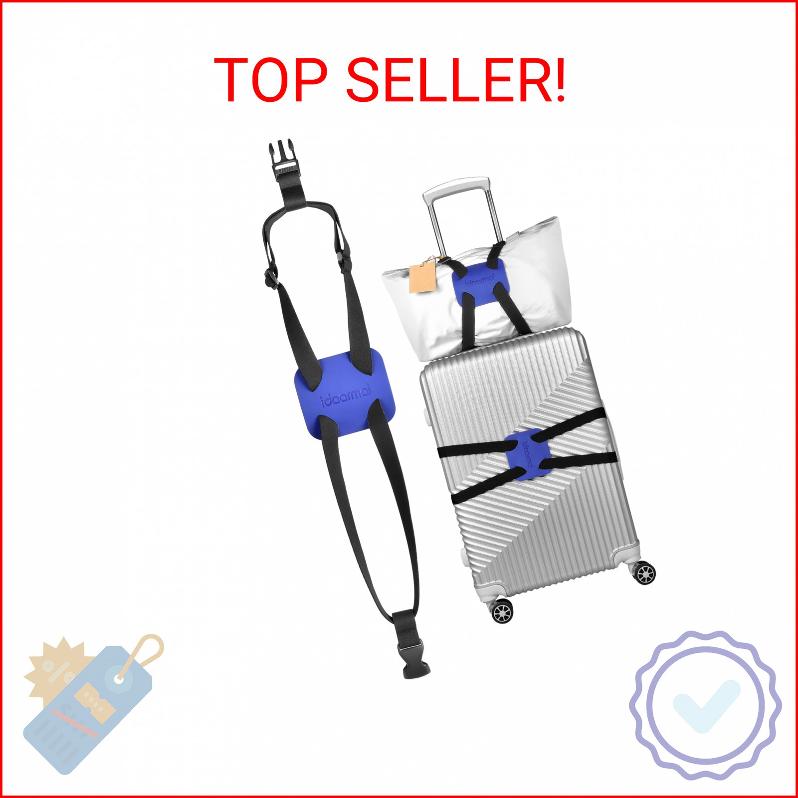 Luggage Straps Bag Bungee for Luggage， High Elastic Suitcase Adjustable Belt Bag