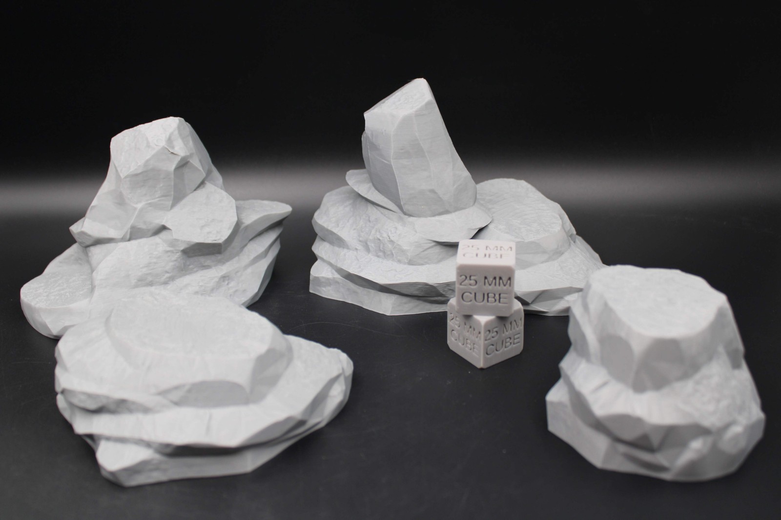 Tabletop Terrain Rock Pile Scatter Large 4 Piece Wargame Skirmish 28mm