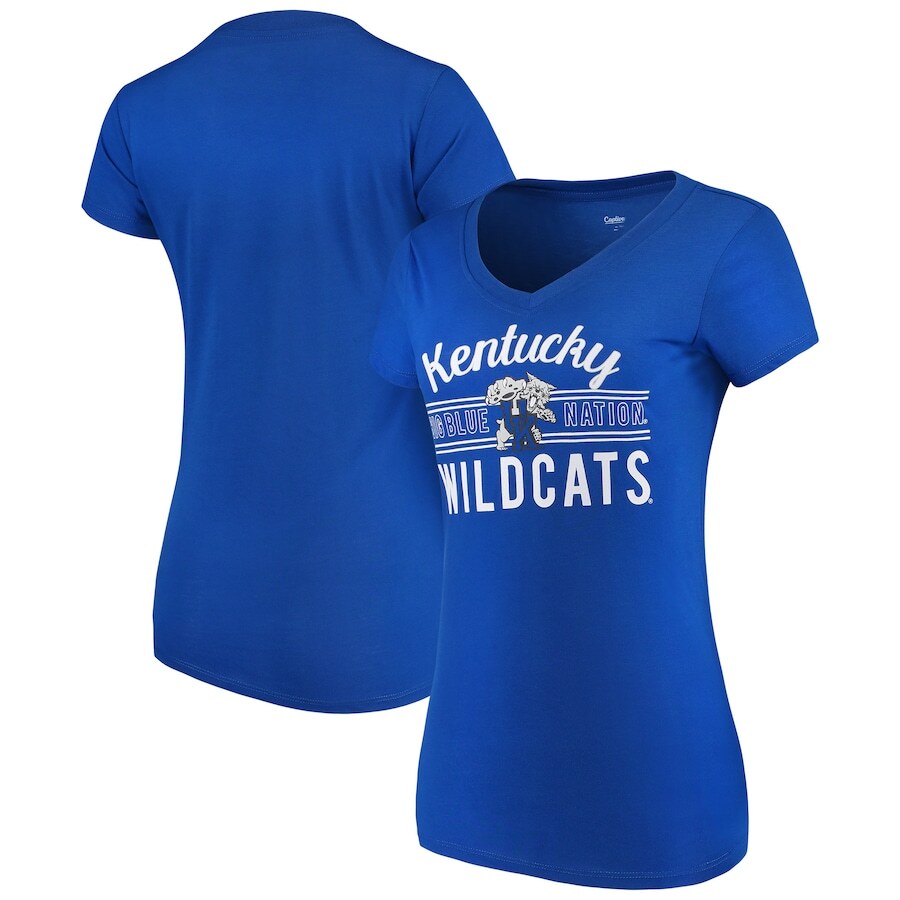 Captivating Apparel Kentucky Wildcats Womens V-Neck Bar Royal Shirt
