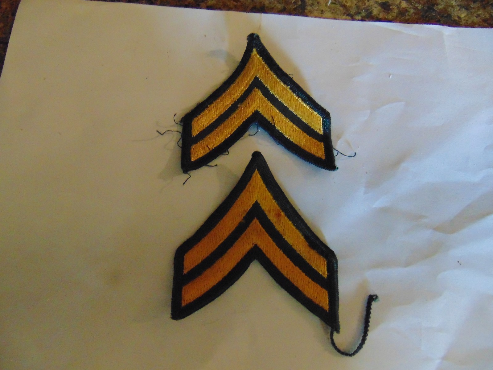 US MILITARY INSIGNIA PATCH SEW ON SET OF 2 RANK CORPORAL FOR MALE UNIFORM