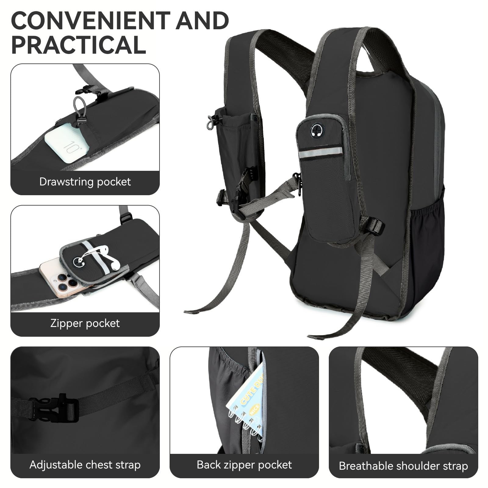 15L Small Hiking Backpack for Men Women Lightweight Packable Backpack Foldabl...
