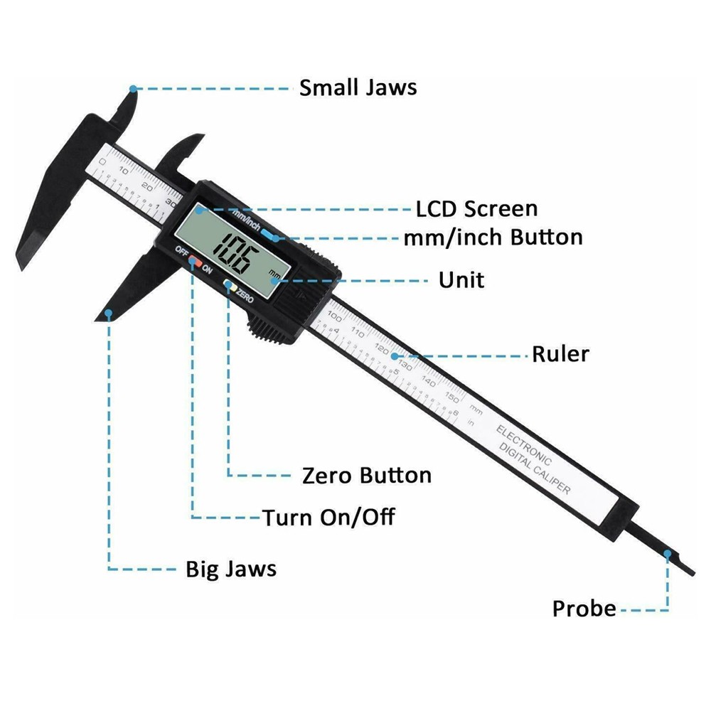 Plastic 150mm Digital Vernier Caliper Micrometer Measure Tool Gauge Ruler
