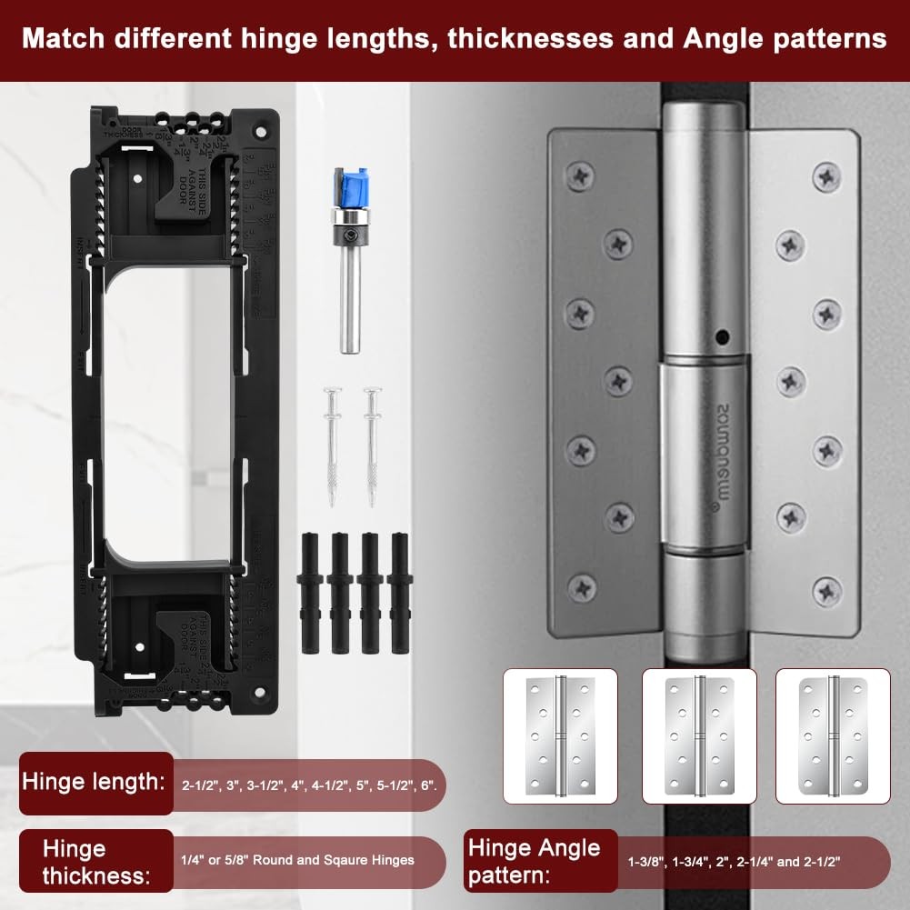 Door Hinge Jig Kit for Router, Adjustable Mortise Template Guide
