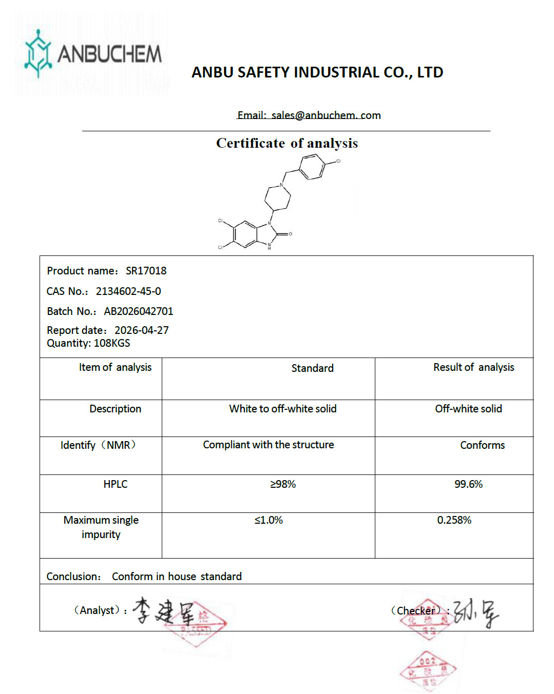 SR17018 2.5 gram reference standard