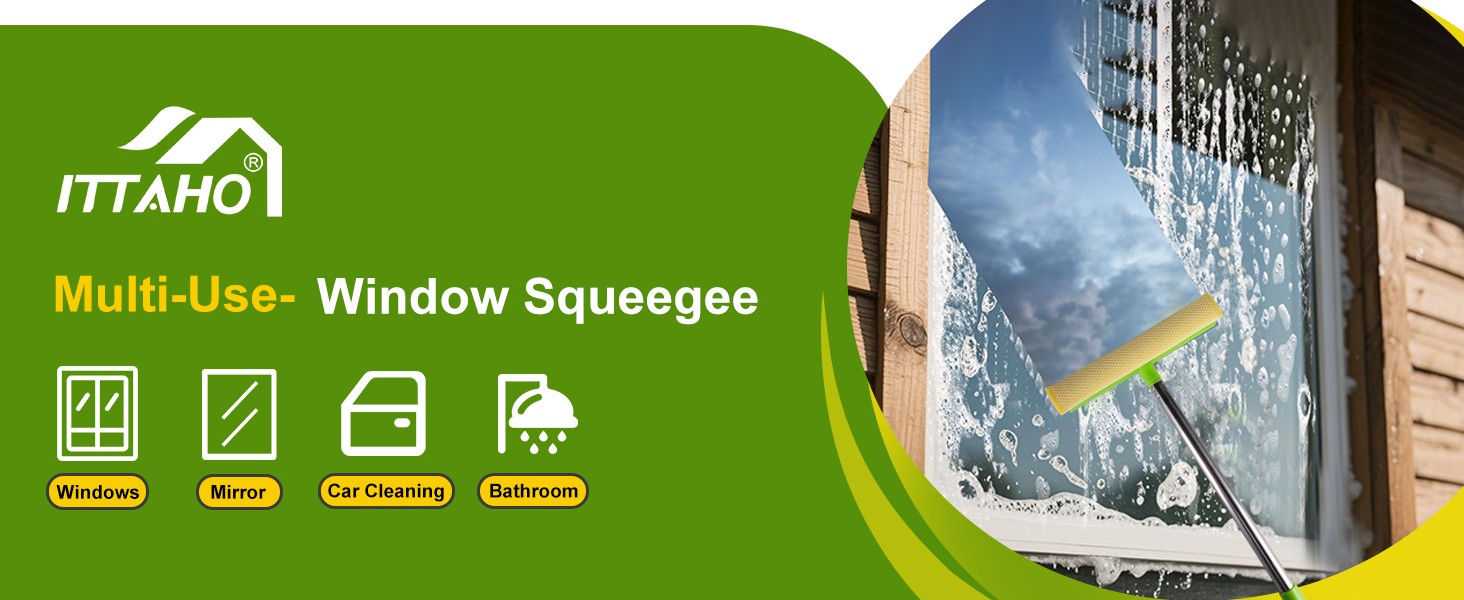 Window Squeegee, Squeegee for Window Cleaning, 2 in 1 Squeegee Window Cleaner
