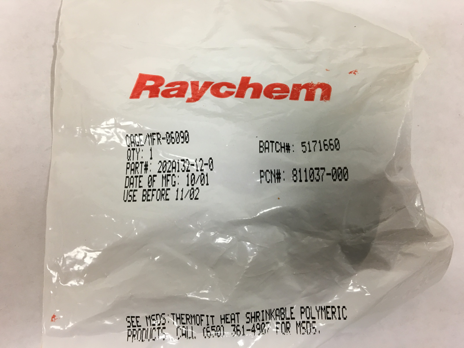 RAYCHEM 202A132-12-0  Heat Shrinkable Boot