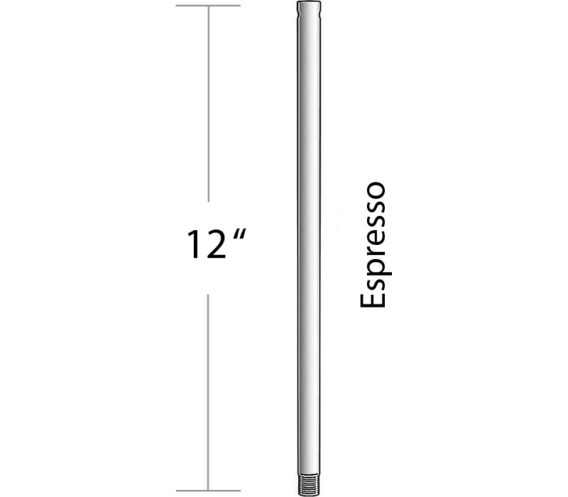 Craftmade DR12ESP, 12" Downrod, Espresso