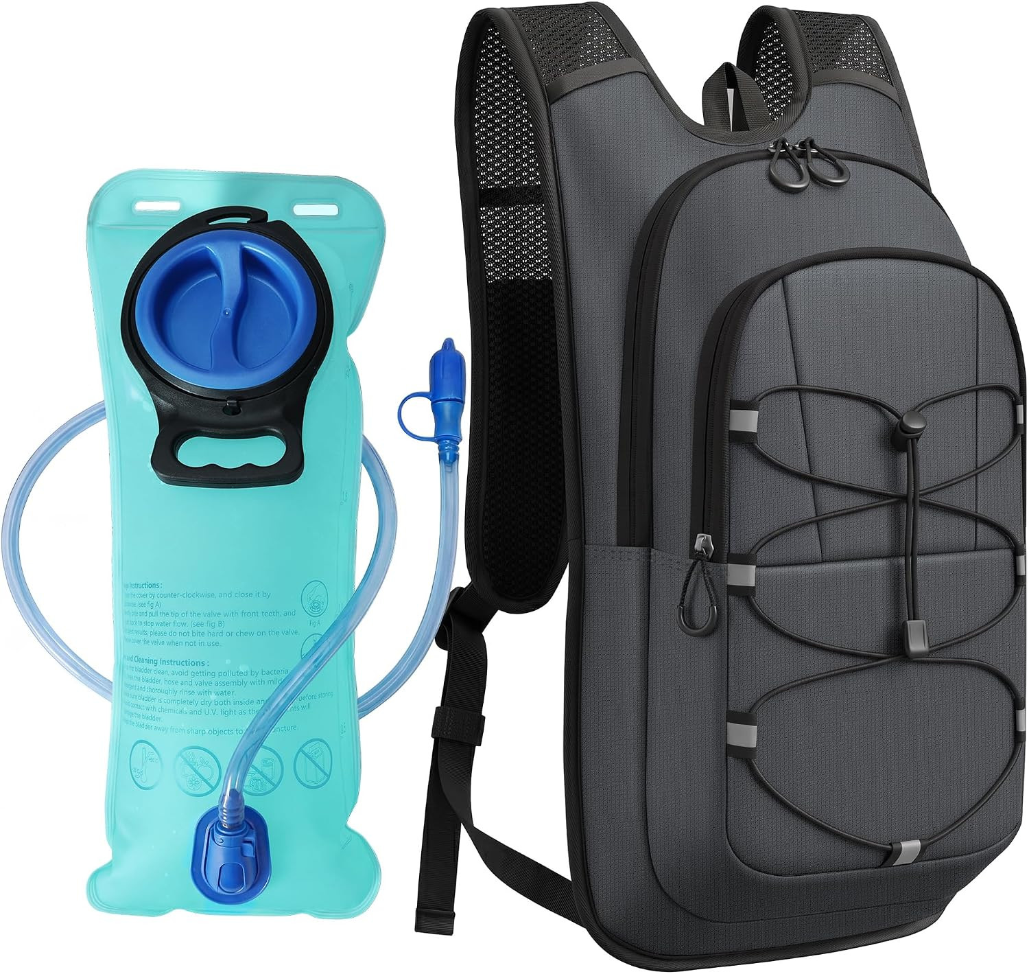 Hydration Backpack - Lightweight Hiking Water Backpack with 2L Water Bladder, Ru