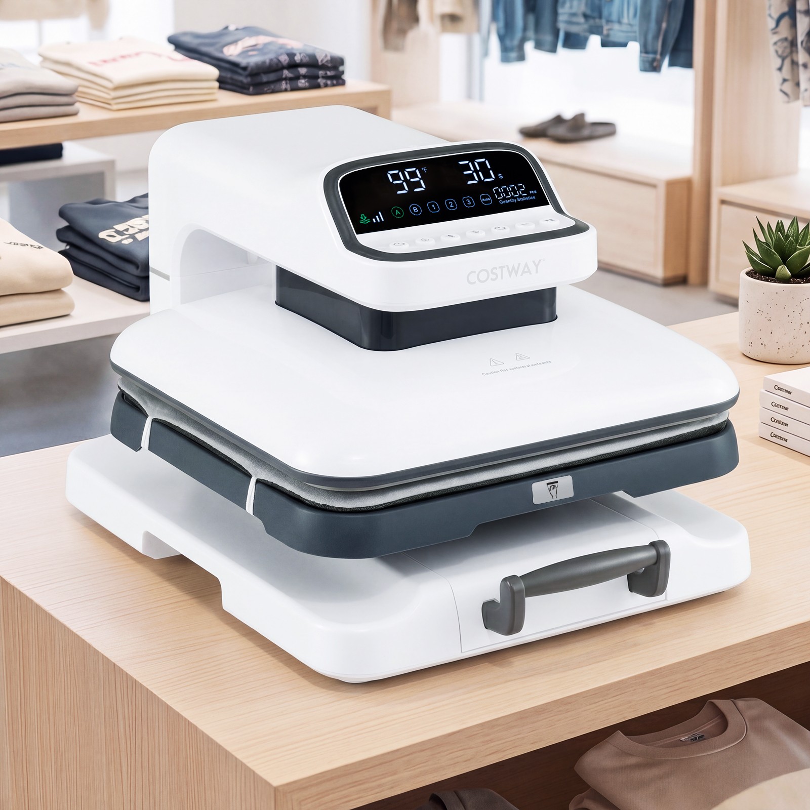 Auto Heat Press Machine for T Shirts w/ Auto Release, Adjustable Pressure