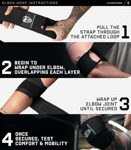 Weightlifting Elbow Wraps - 40'' Flexible Compression Strap & Joint Support Brac