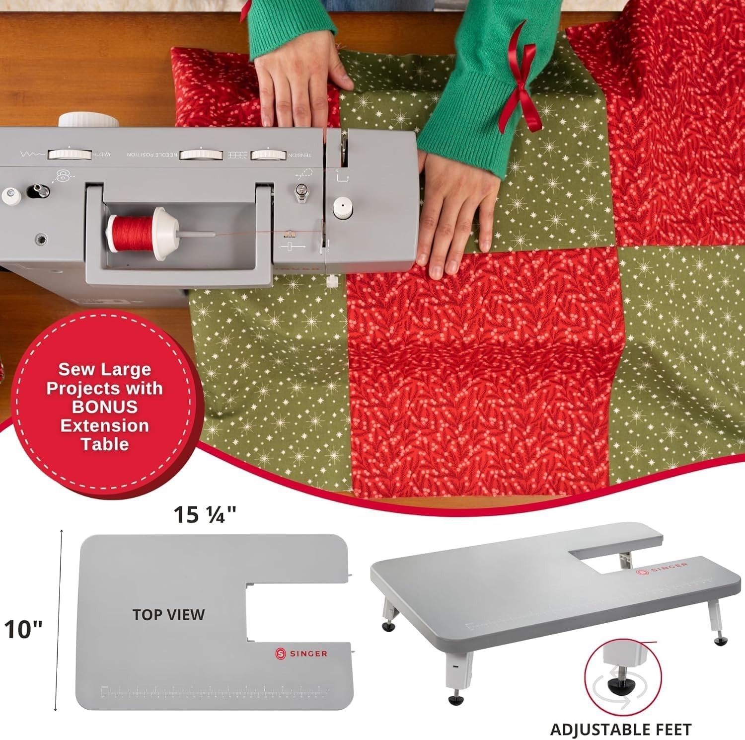Singer 4452 Heavy Duty Sewing Machine Bundle w/ Table, 110 Stitches, LED Light