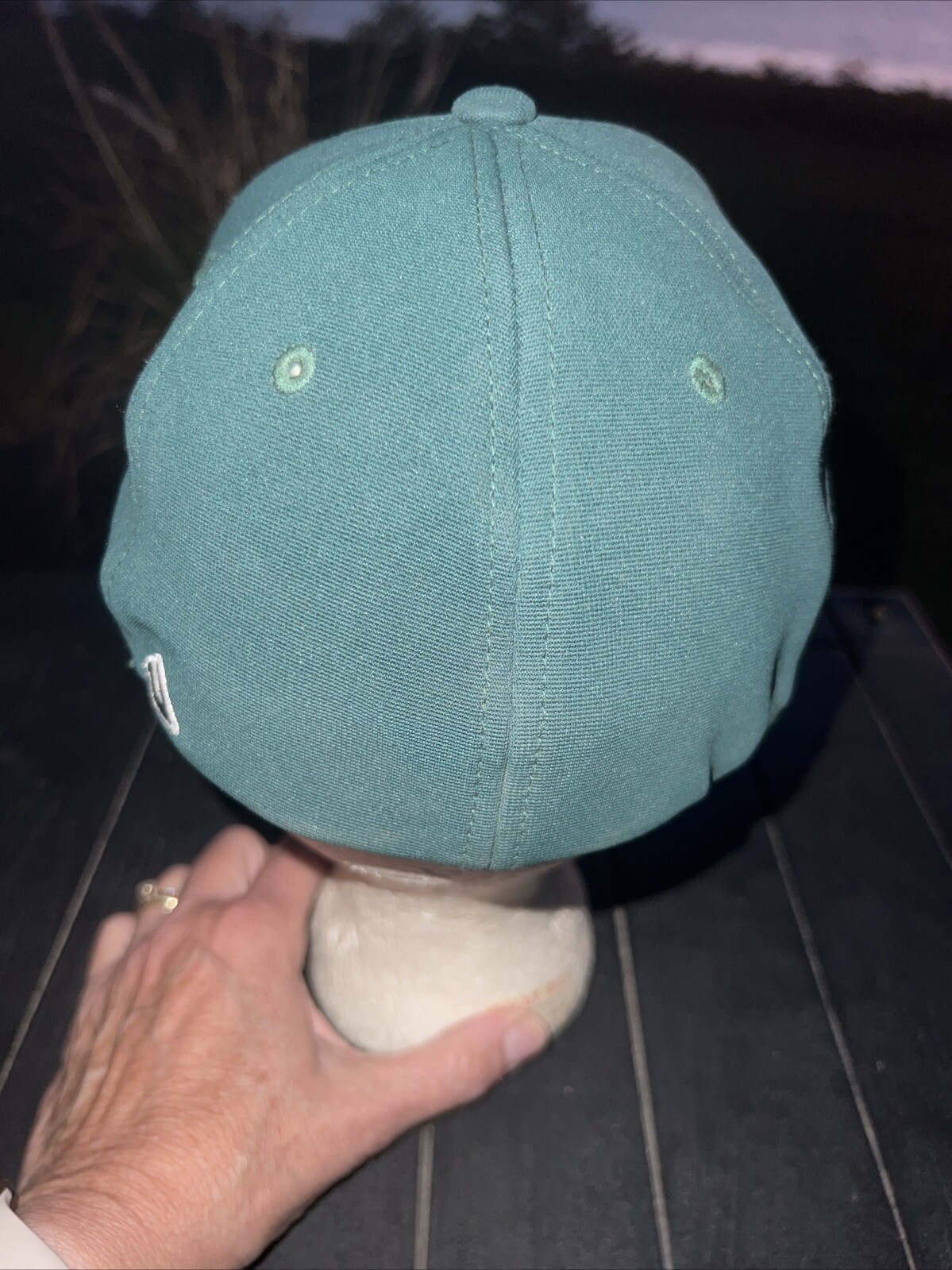 White E on Green Hat Cap Pacific Headwear Performance Size SM-MD EUC