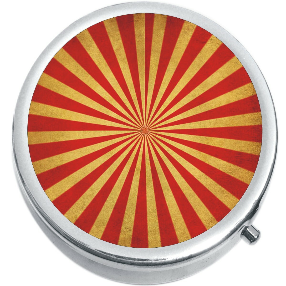 Red Gold Burst Pattern Medicine Vitamin Pill Box