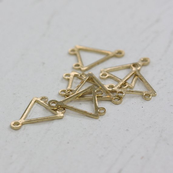 8 Pieces Raw Brass Triangle Charm with 3 Holes - Geometry - 15x12mm (3989C-F-16)