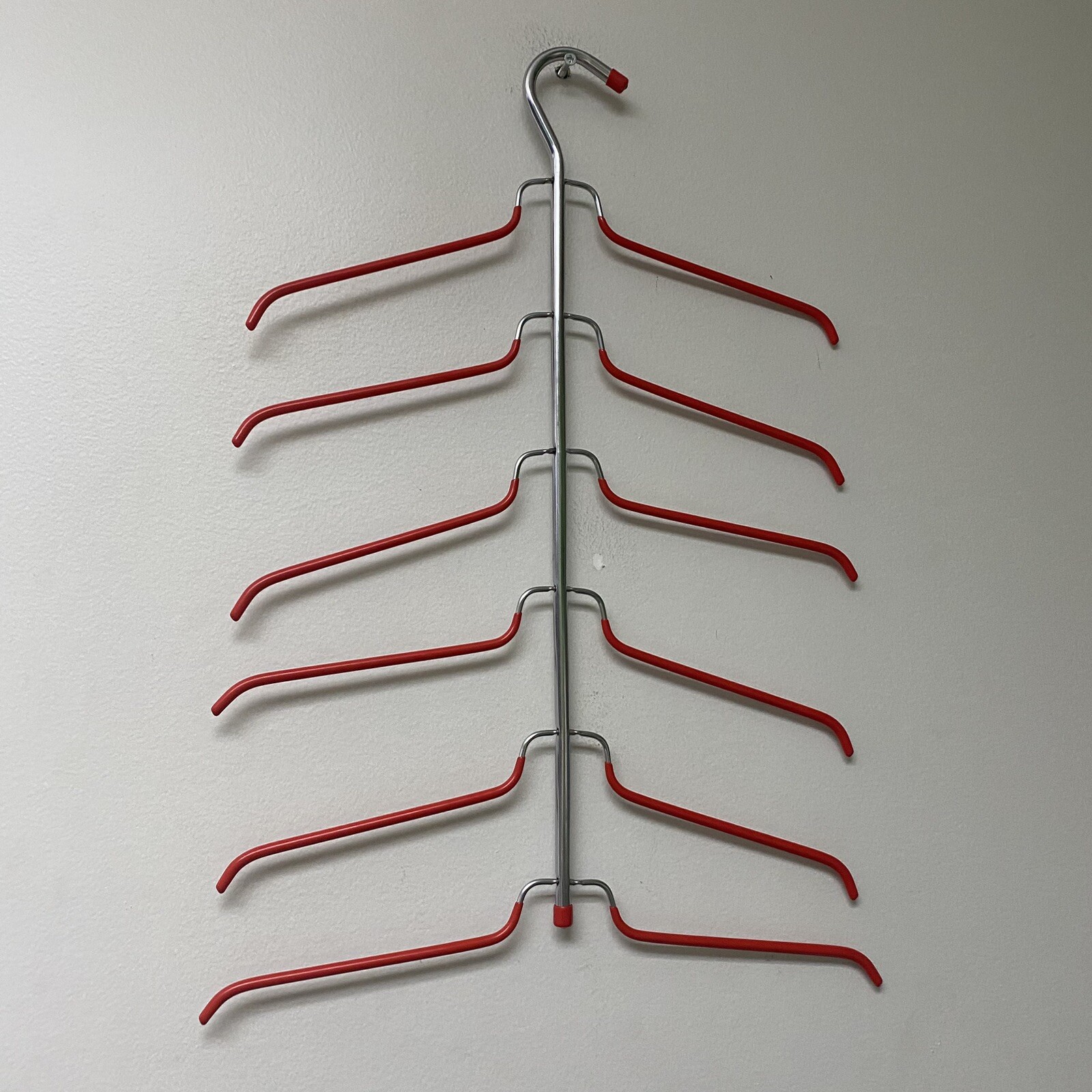 2 Six Tier Shirt/ Clothing Tree Hangers One Chrome One Red Pre-Owned