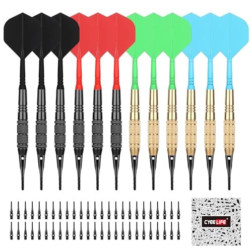 Darts Plastic Tip,Soft Tip Darts Set,12 Pcs 18 Gram with 50 Extra Dart Tips