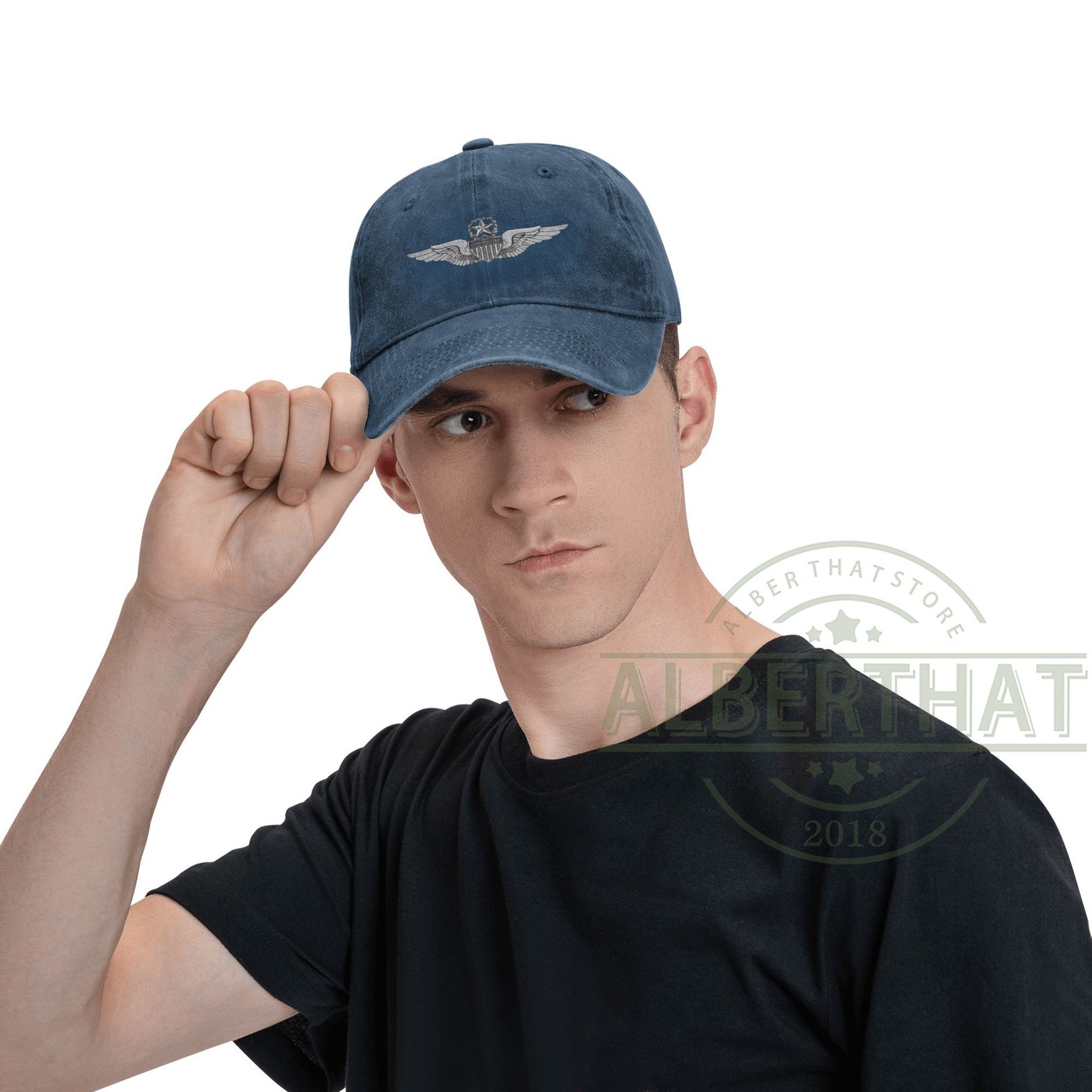Army Master Aviator Wings Unisex Denim Hat Adjustable Baseball Cap