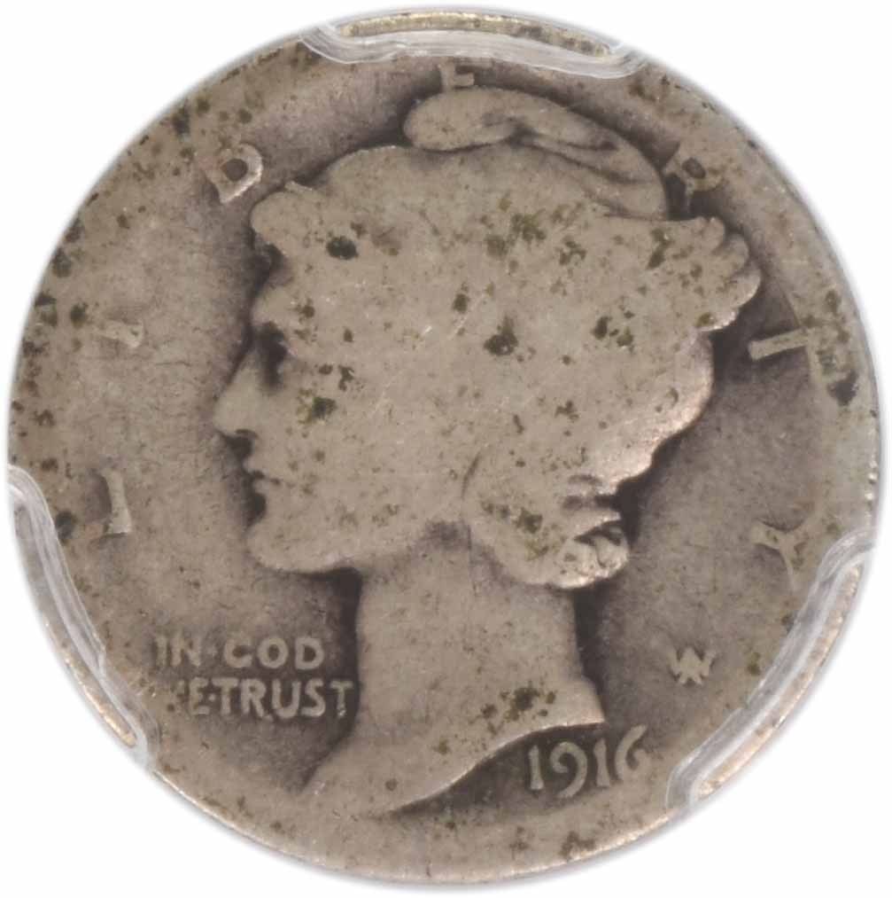 1916-D Mercury Silver Dime FR02 PCGS
