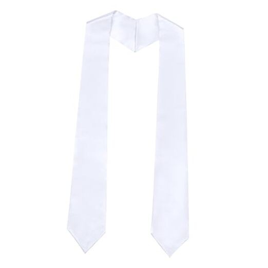 Plain Graduation Stole for Unisex Adults, Graduation Sash Honor Stoles 72 White