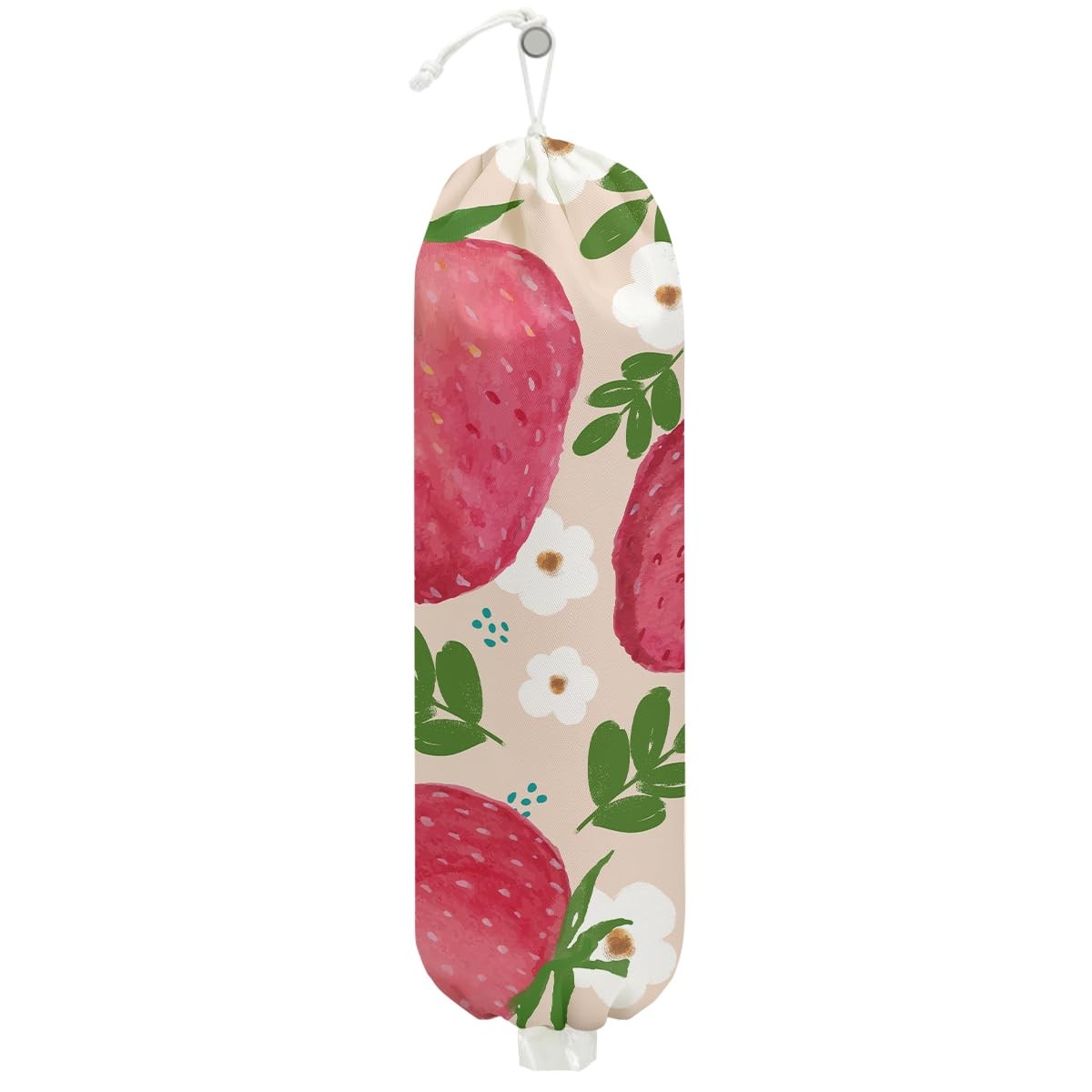 Strawberry Plastic Bag Holder, Wall Mount Grocery Bag Holder