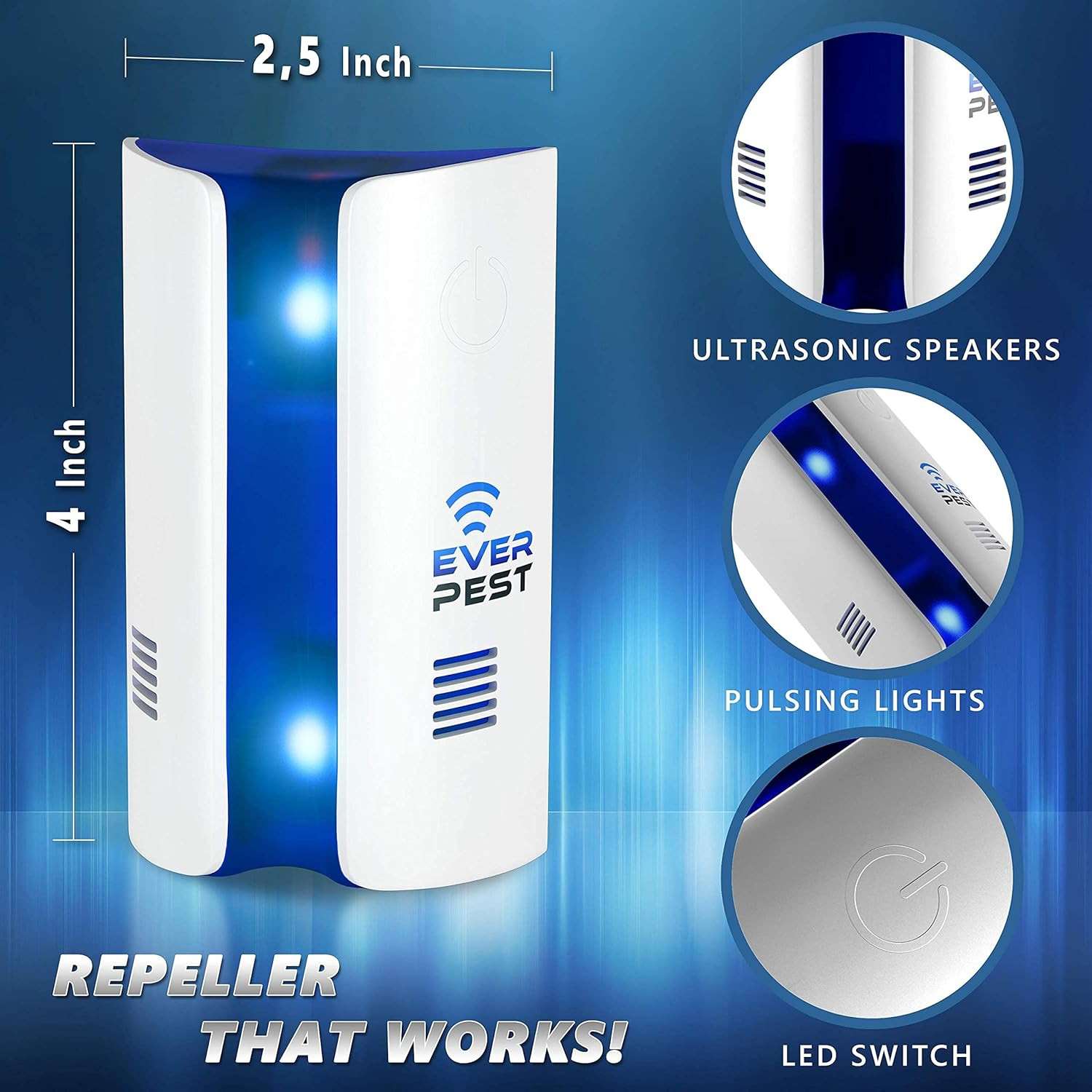 Ultrasonic Pest Repeller Plug in 1 Pack- Electronic and Electromagnetic Insect C