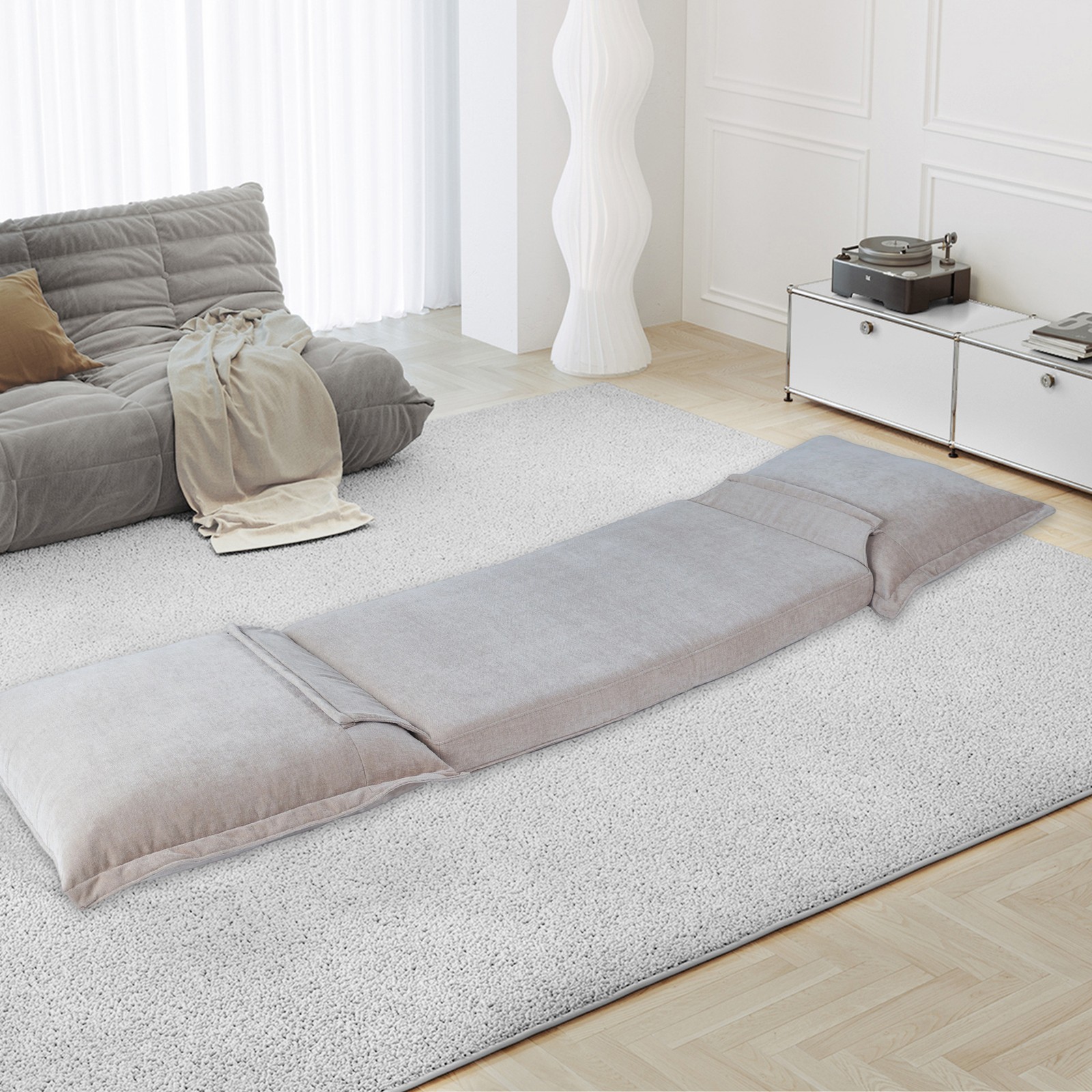 Convertible Flip Chair: Floor SofaBed with Adjustable Backrest andPillows