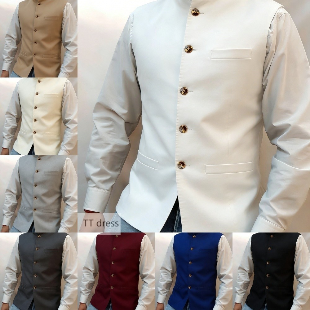 Men's Vest Stand Collar Waistcoat Slim Fit Single Breasted Vest Formal Business