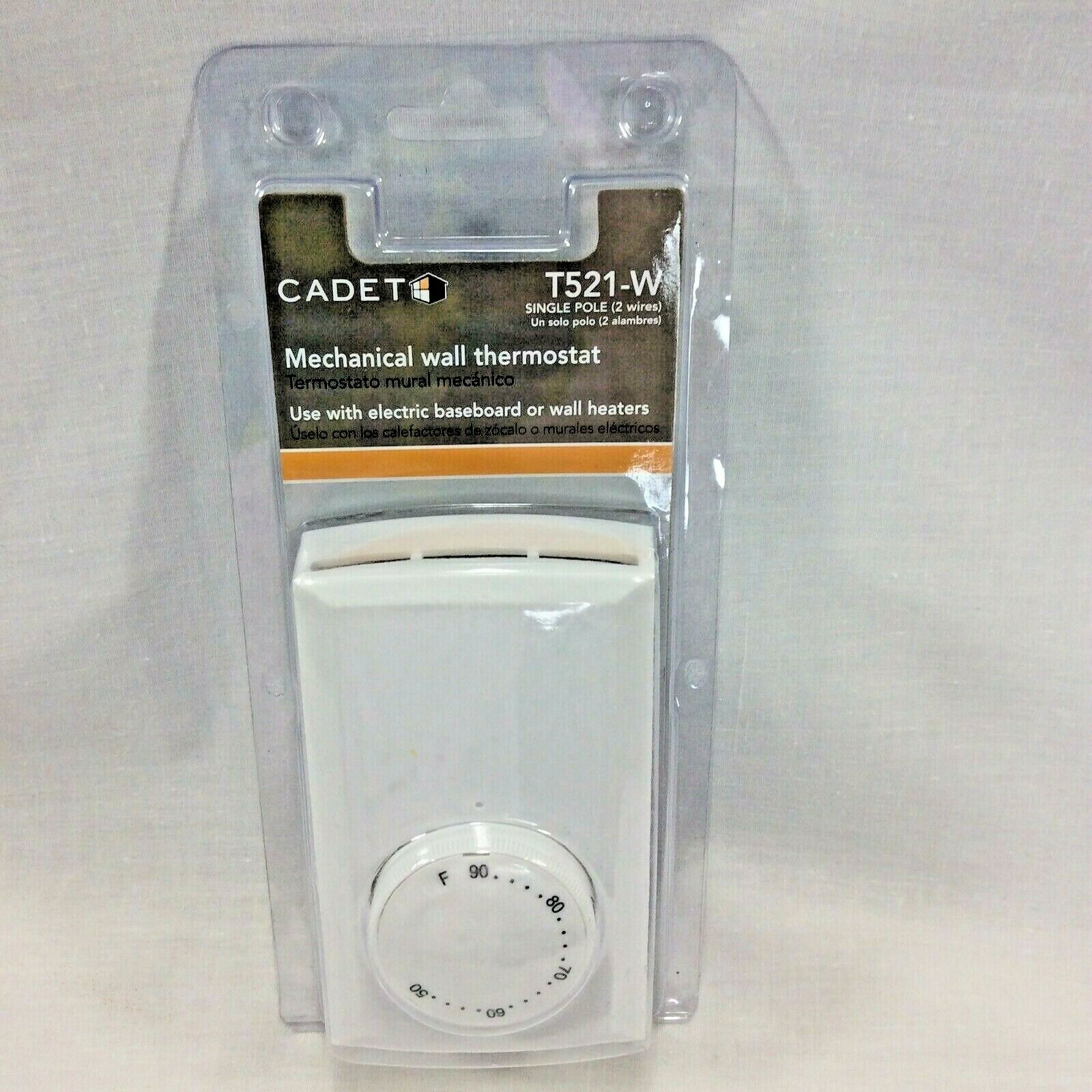 Cadet Mechanical Wall Thermostat T521-W Electric Baseboard or Wall Heaters NEW