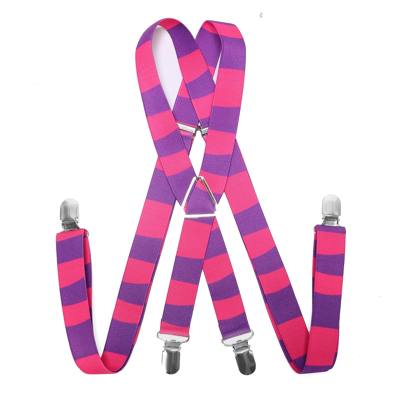 ASVP Shop Cheshire Cat Stripe Suspenders Pink Purple - One Size, Multicolor