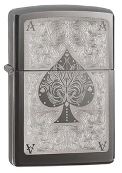 Ace of Spade Filigree Black Ice Chrome Zippo Lighter