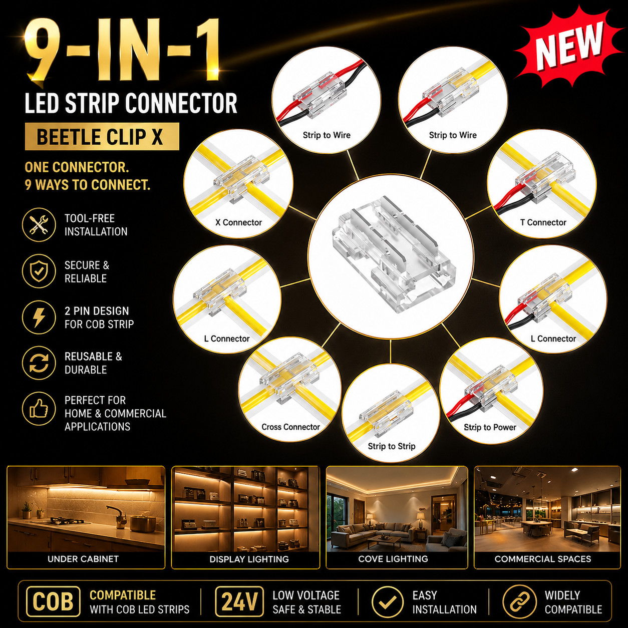 Milan Tree LED Clip-X 10mm  LED Strip Connector