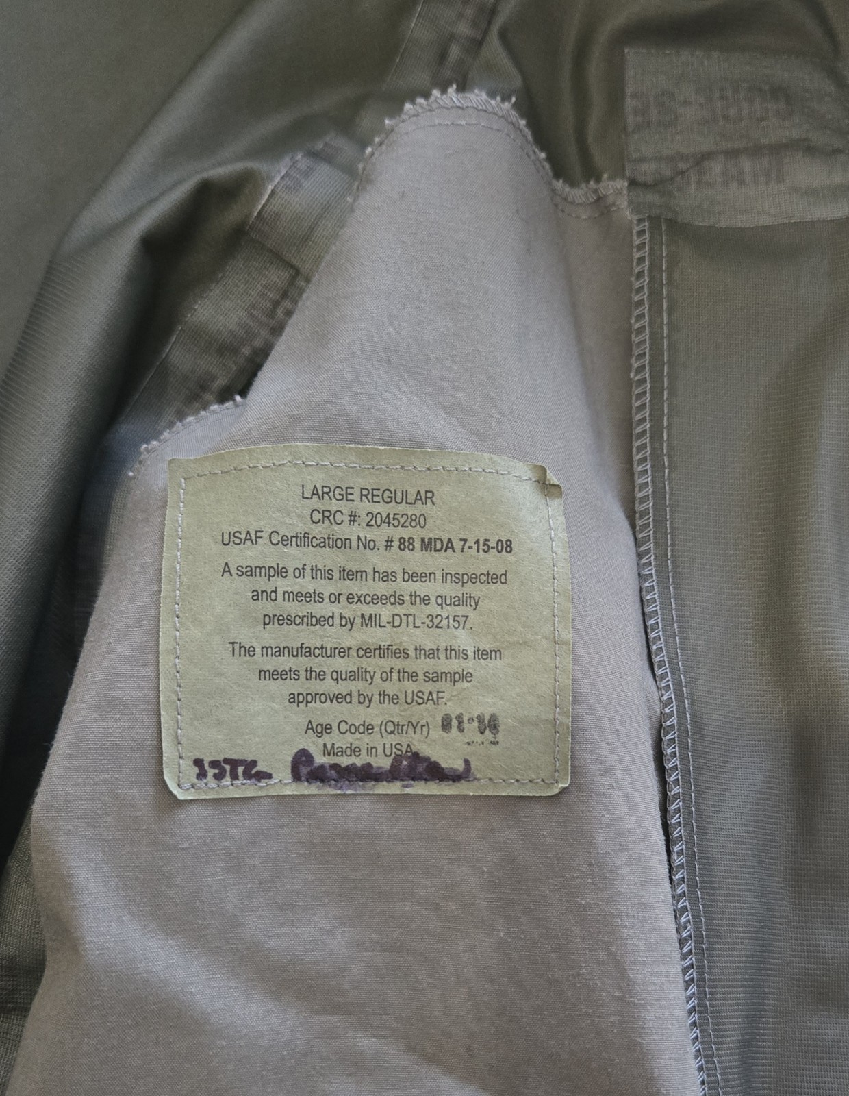 U.S. Air Force APECS Gore-Tex Parka ABU Tiger Stripe Camo Jacket Large Regular