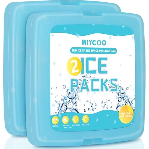 Ice Packs for Lunch Boxes & Lunch Bag - Quick Freeze Ice Pack 2 Pack-Blue