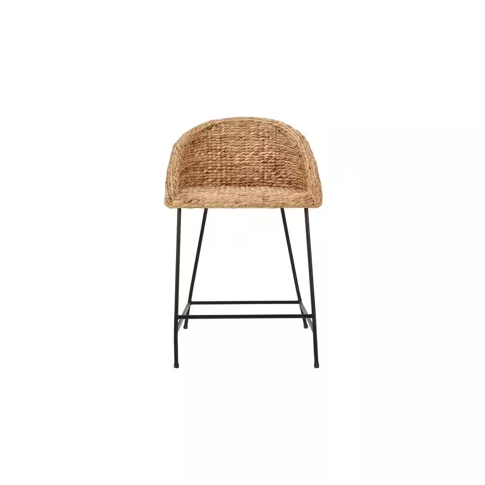 24 In. Natural Woven Hyacinth Counter Stool with Low Back