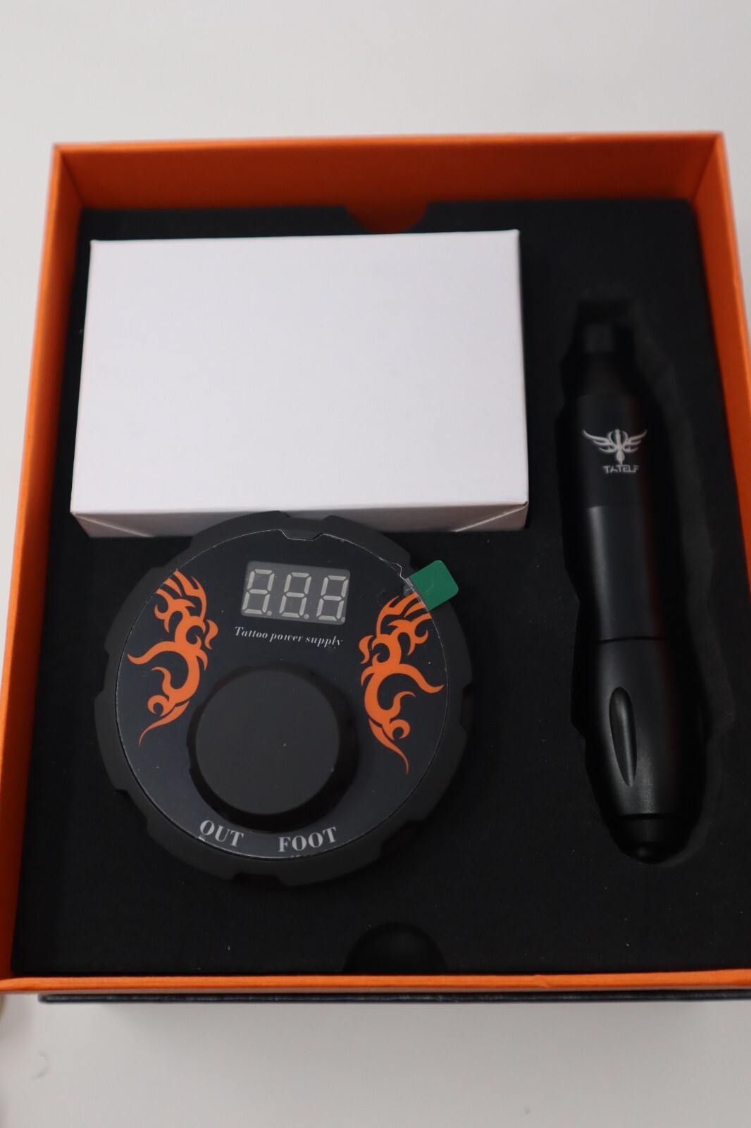 TATELF G12 Complete Rotary Tattoo Pen Machine Kit Power Supply Foot Black