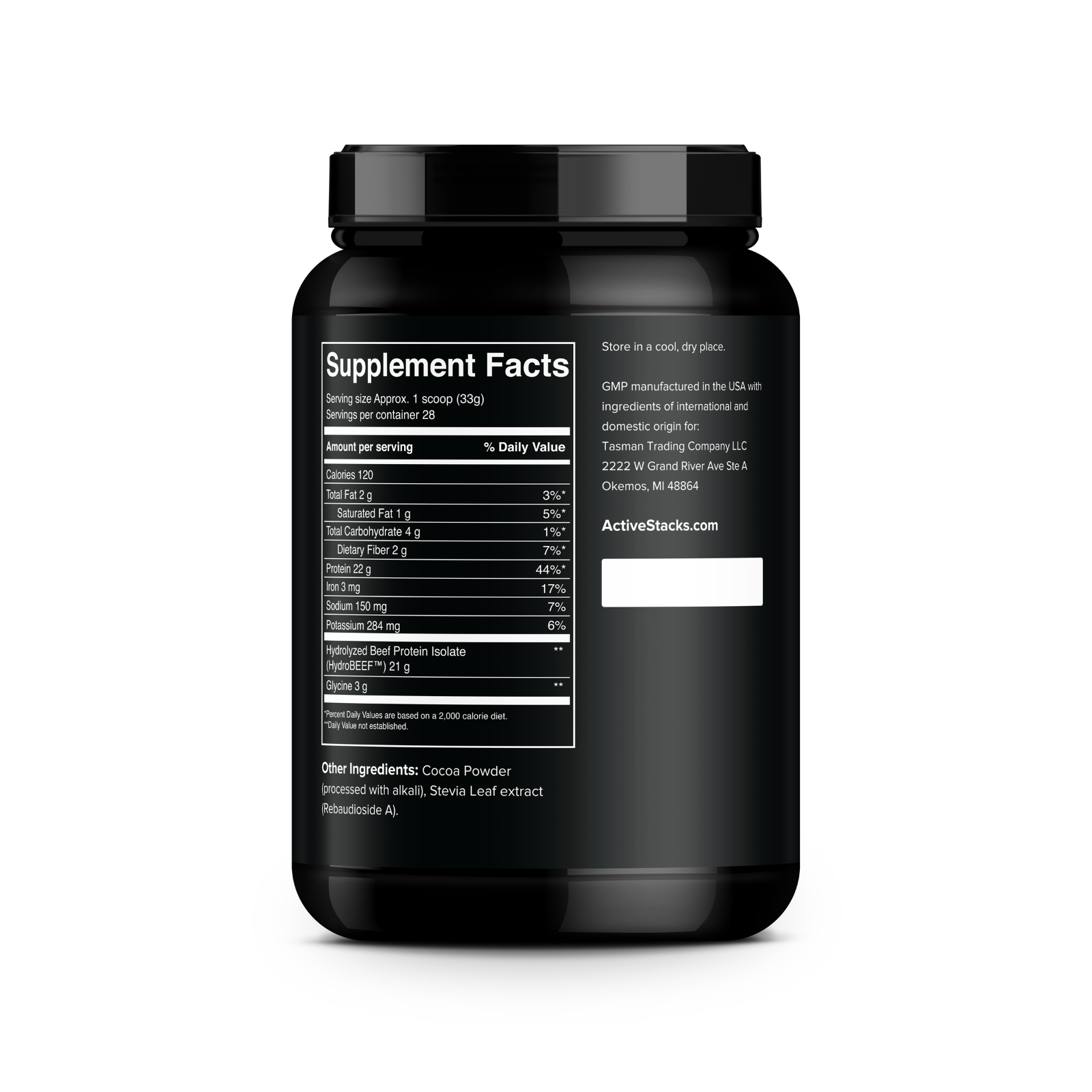 Active Stacks Beef Protein Isolate Powder, Chocolate 2lb