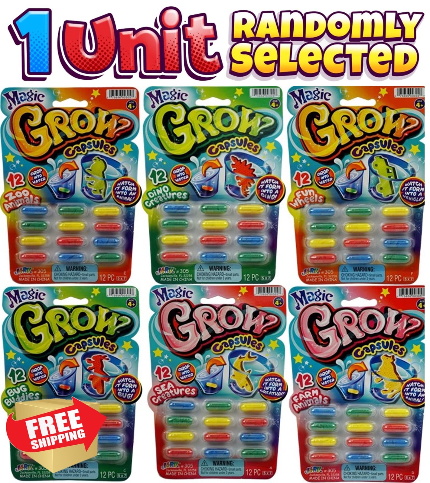 JA-RU Magic Grow Sea Animals Capsules 18 Count