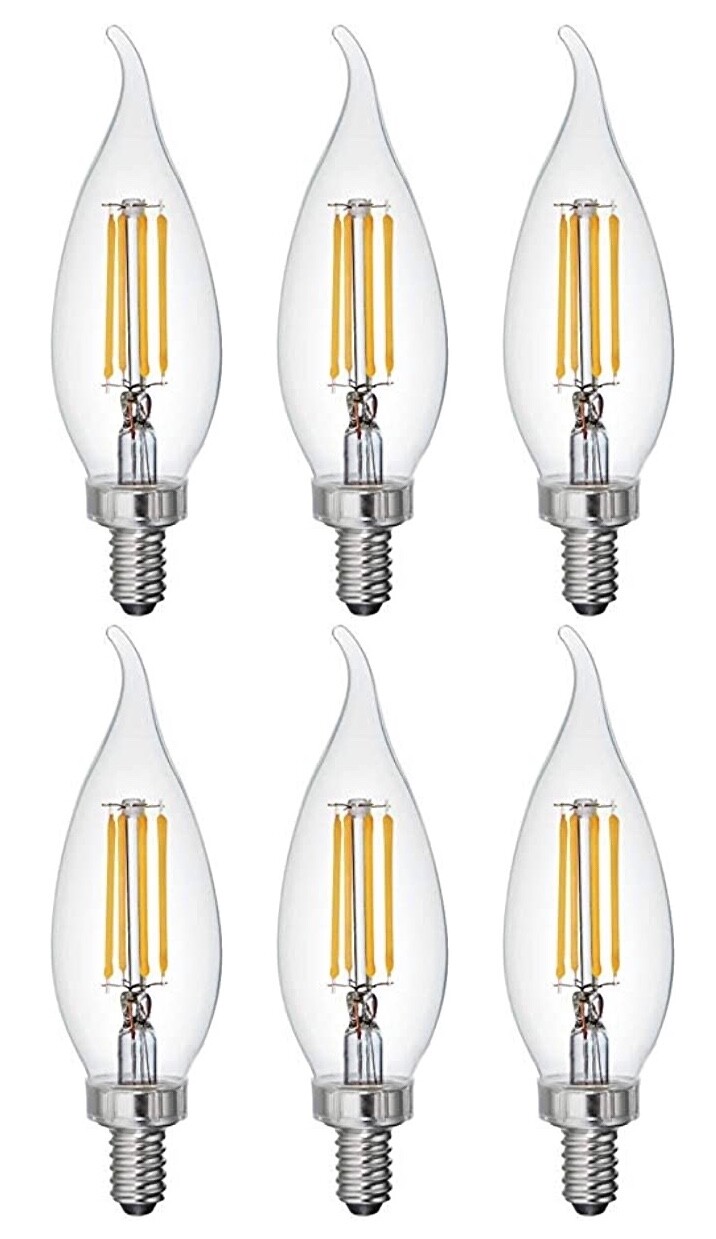 (6 bulbs) GE Lighting 32596 LED Chandelier CAC Light Bulb, Soft White, 300