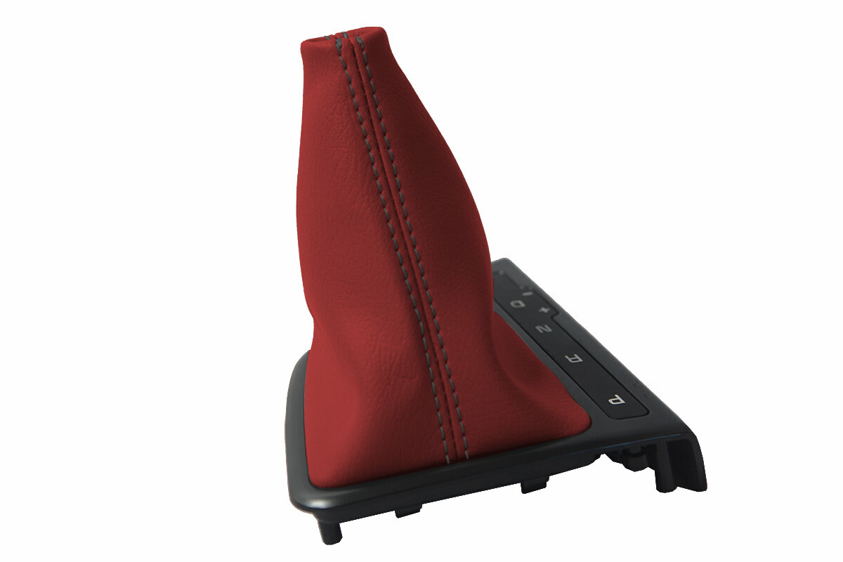 Automatic Shift Boot Cover Leather for Kia Optima 2011-2015 Red Black Stitch
