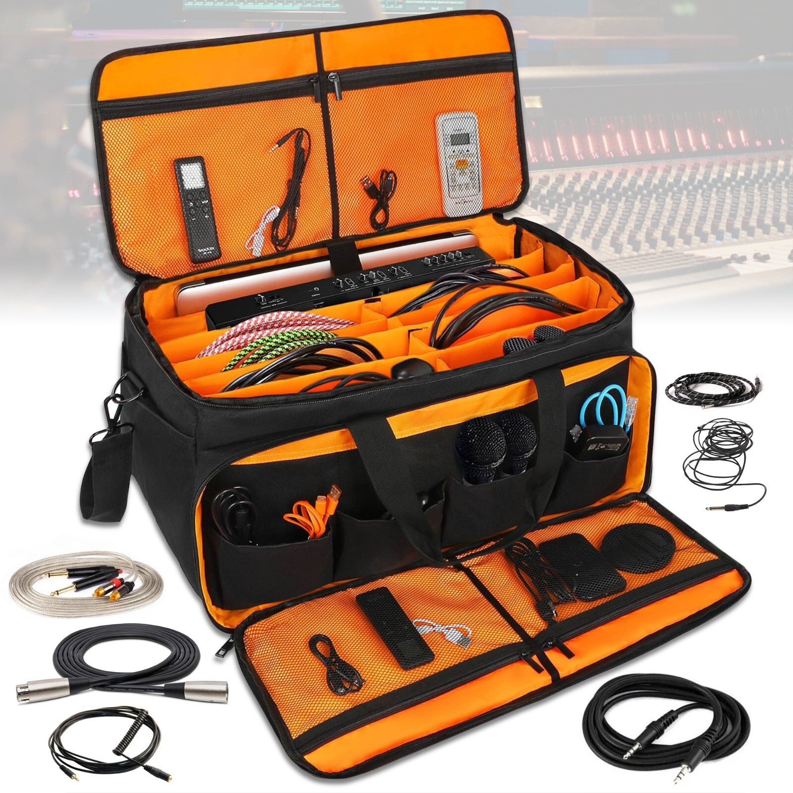 Talrizio Gig Bag Cable File Bag and Gear Organizer DJ Musician Bag 17" Laptop
